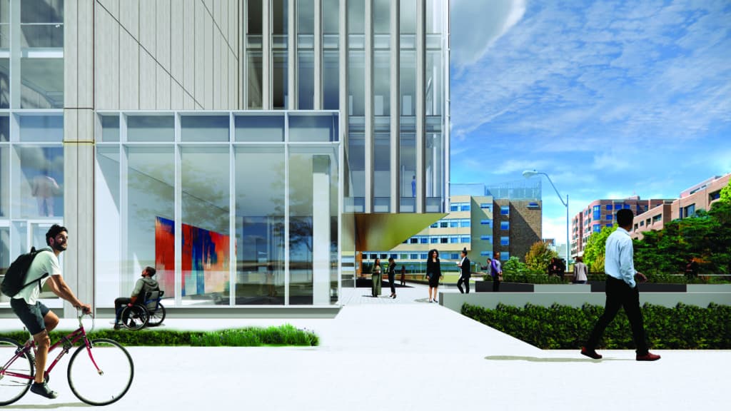 UMKC Healthcare Delivery and Innovation Building terrace ntrance