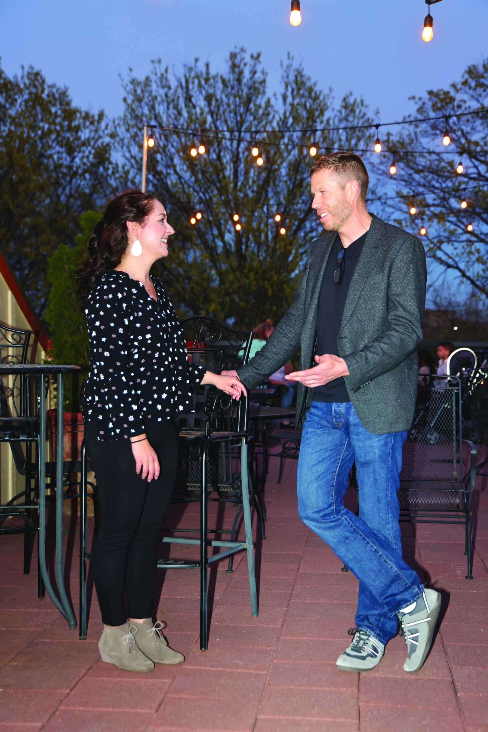 two classmates chatting